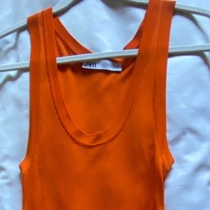 Zara  Persimmon Orange Ribbed Muscle Tee